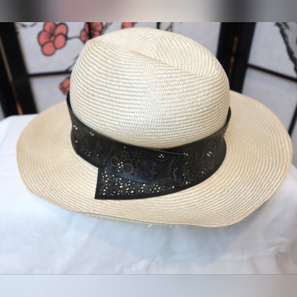 Elegant Cream Hat with Black Band
